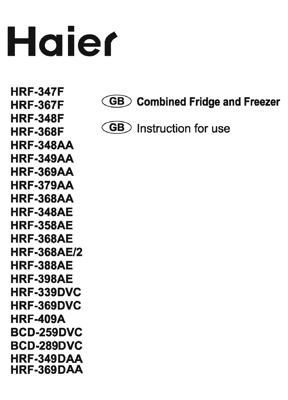 Haier Hrf 347f Instructions For Use Manual Pdf Download Manualslib