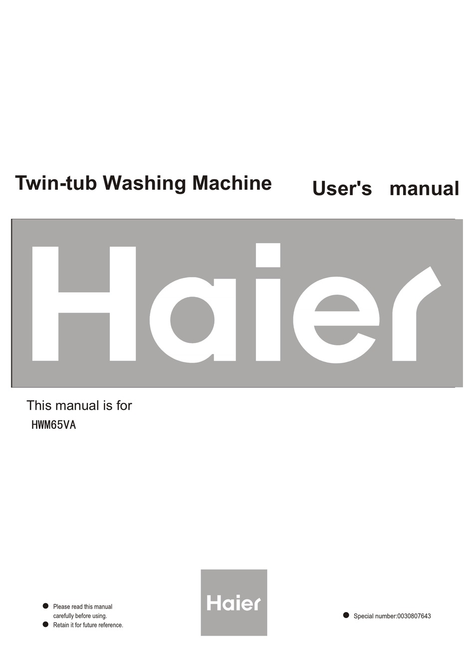 Haier Twin Tub Washing Machine User Manual Pdf Download Manualslib