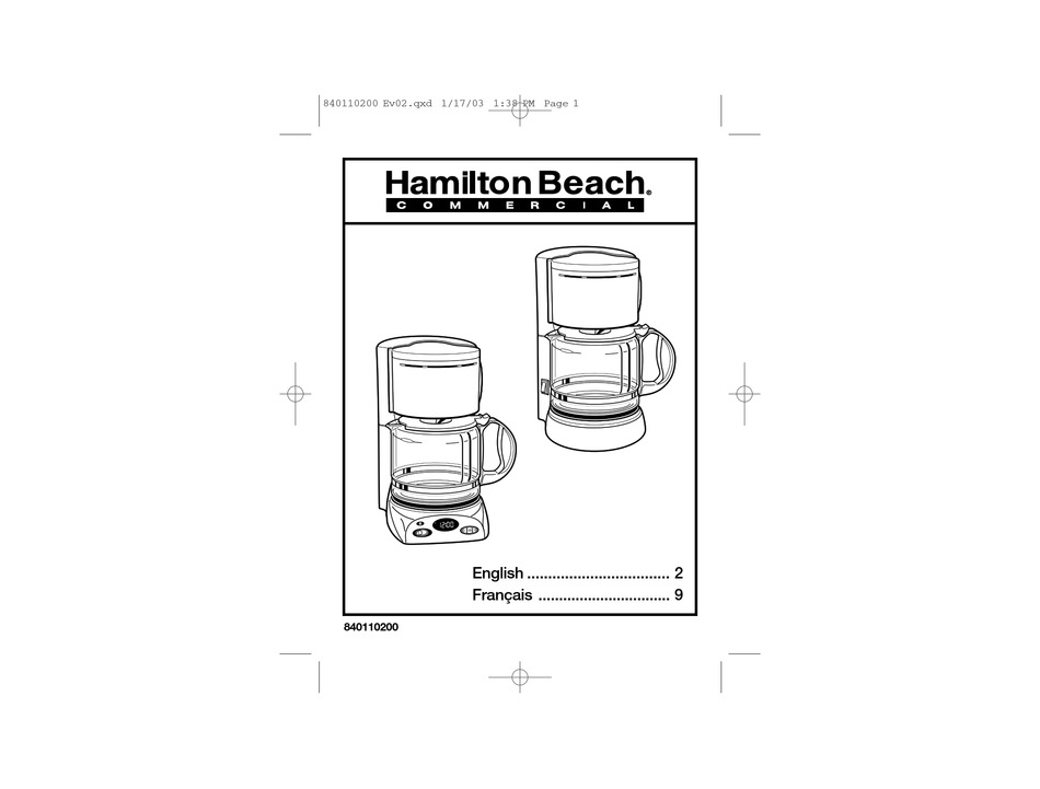 HAMILTON BEACH D45012W OWNER'S MANUAL Pdf Download ManualsLib