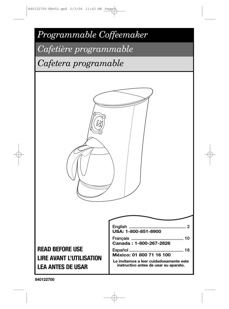 Hamilton Beach Coffemaker Use & Care Manual Pdf Download 