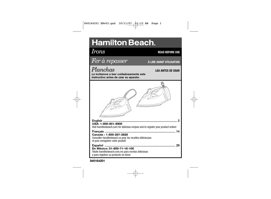 HAMILTON BEACH 840164201 USE & CARE MANUAL Pdf Download ManualsLib
