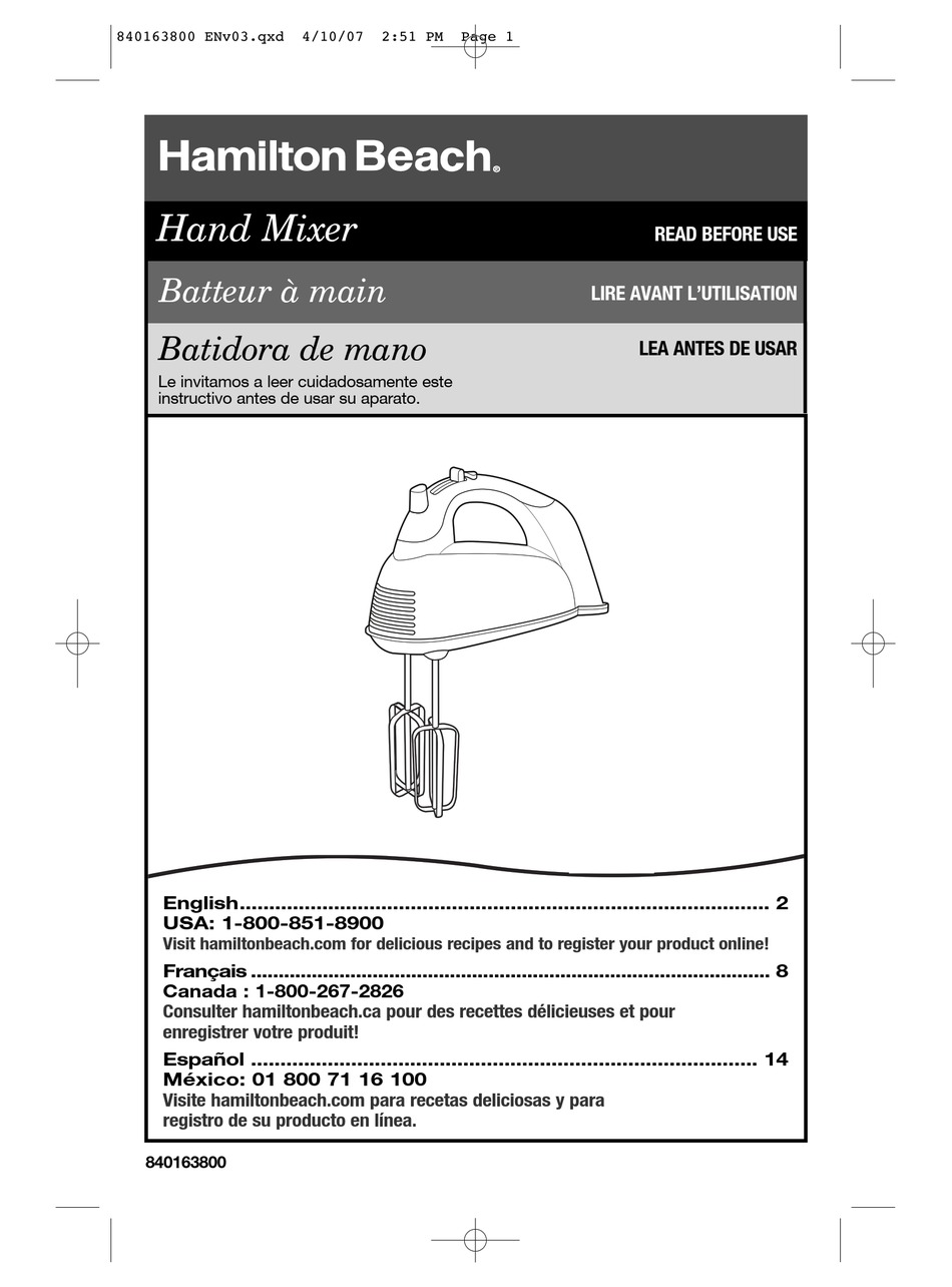 HAMILTON BEACH 62650 USE & CARE MANUAL Pdf Download | ManualsLib