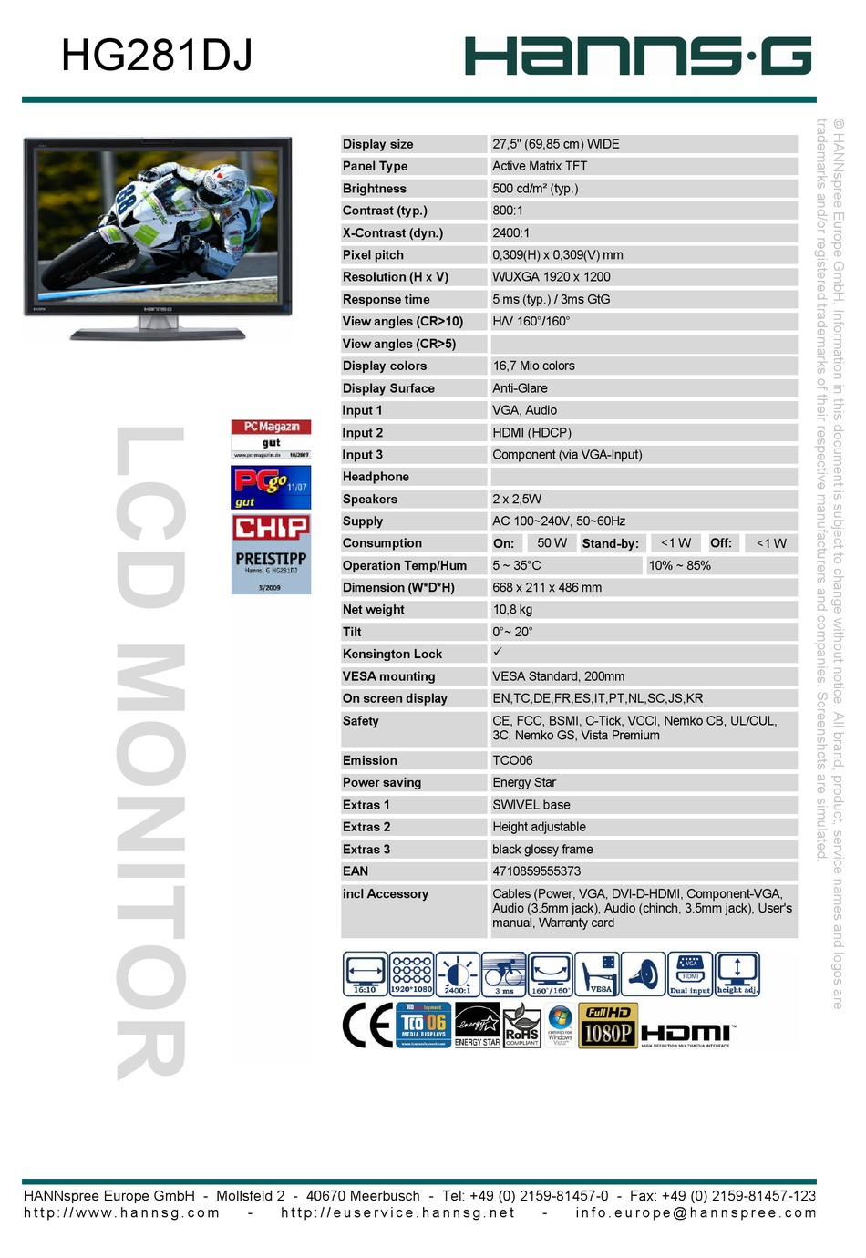 Pantalla tft 28inch wide hg281dp (5ms) (4710859555373)