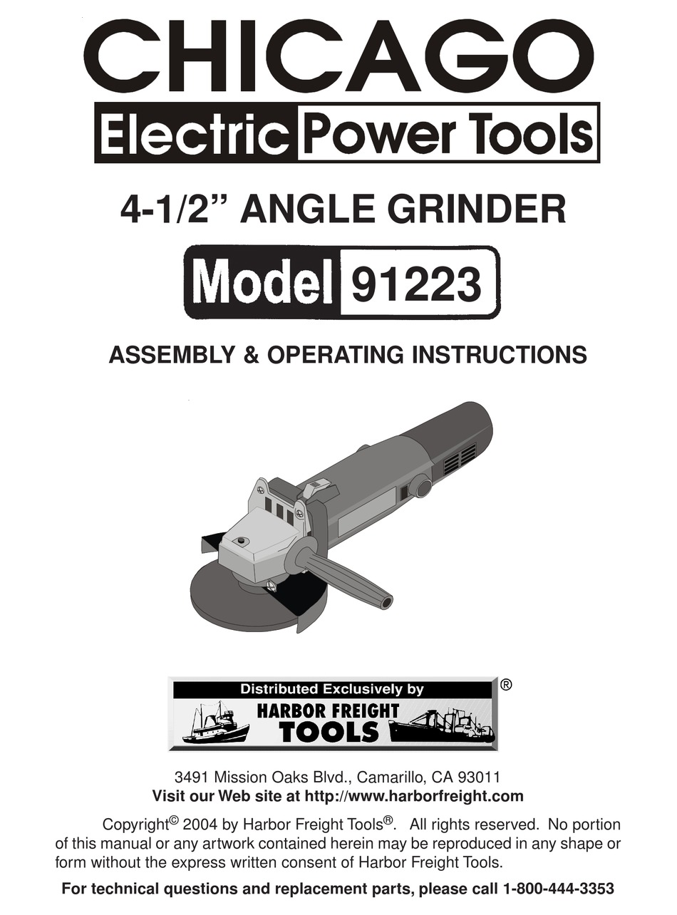 Chicago Electric 91223 Assembly And Operating Instructions Manual Pdf Download Manualslib