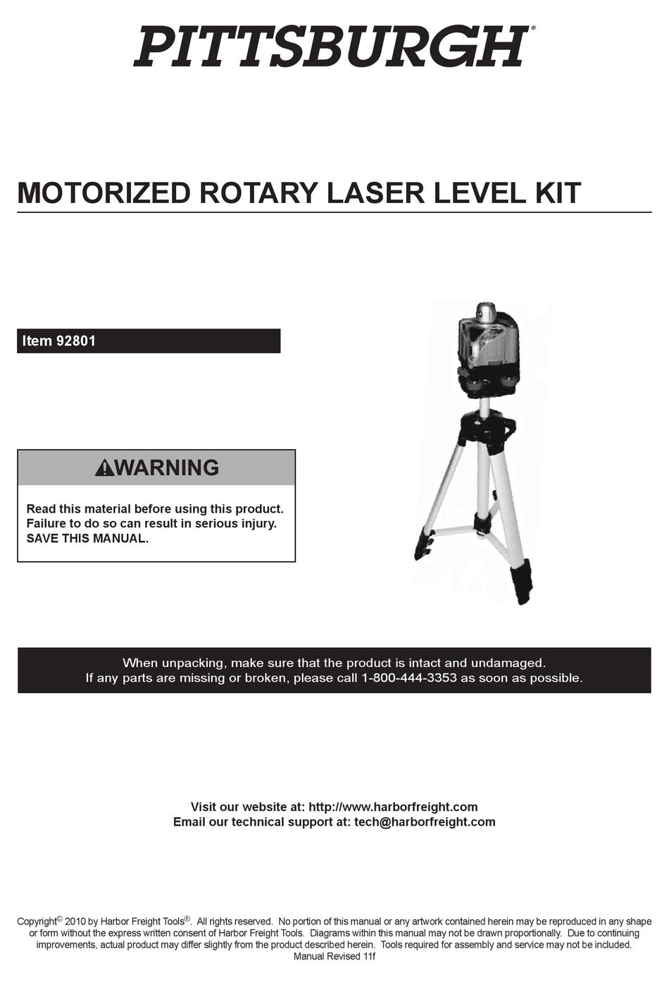 PITTSBURGH CEN-TECH 92801 USER MANUAL Pdf Download | ManualsLib