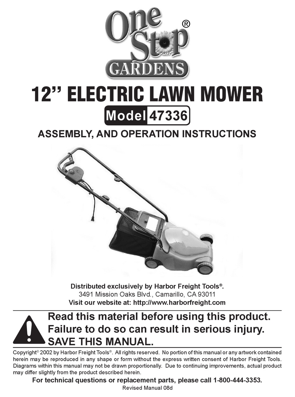 ONE STOP GARDENS 47336 ASSEMBLY AND OPERATING INSTRUCTIONS MANUAL Pdf