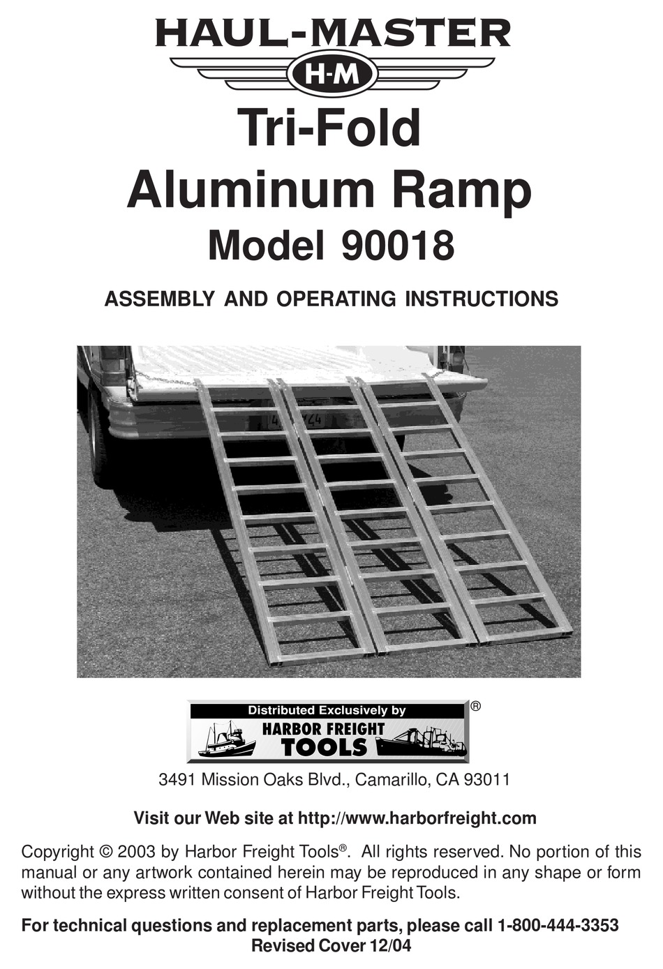 HAUL MASTER 90018 ASSEMBLY AND OPERATING INSTRUCTIONS Pdf Download