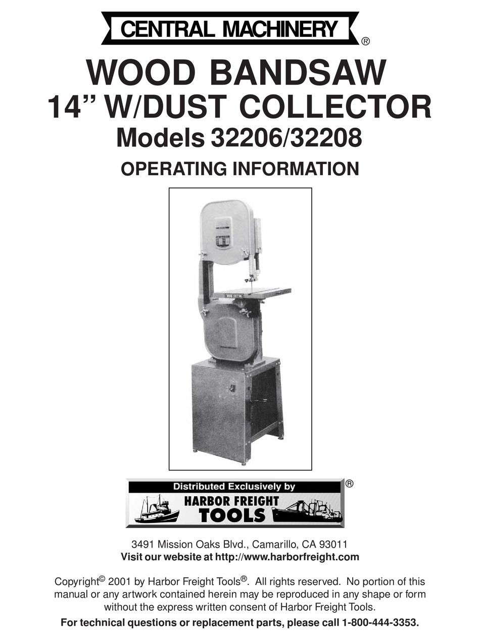 CENTRAL MACHINERY 32206 OPERATING INFORMATION MANUAL Pdf Download