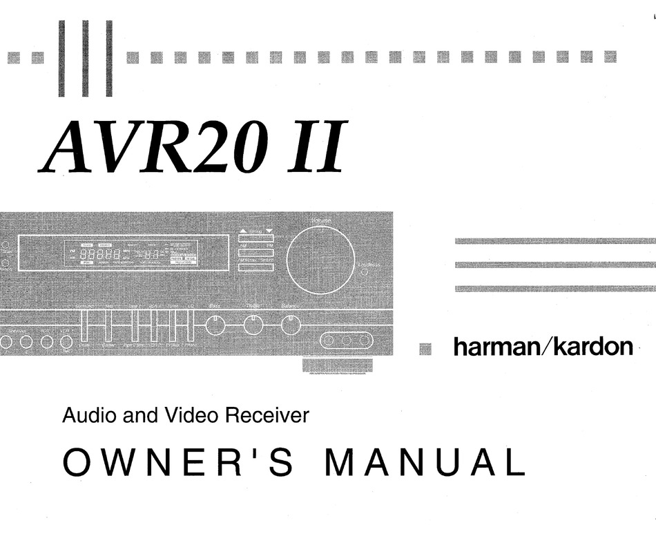 Harman Kardon Avr20 Ii Owner S Manual Pdf Download Manualslib