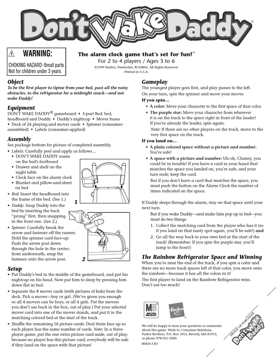 HASBRO ALARM CLOCK GAME INSTRUCTION MANUAL Pdf Download | ManualsLib