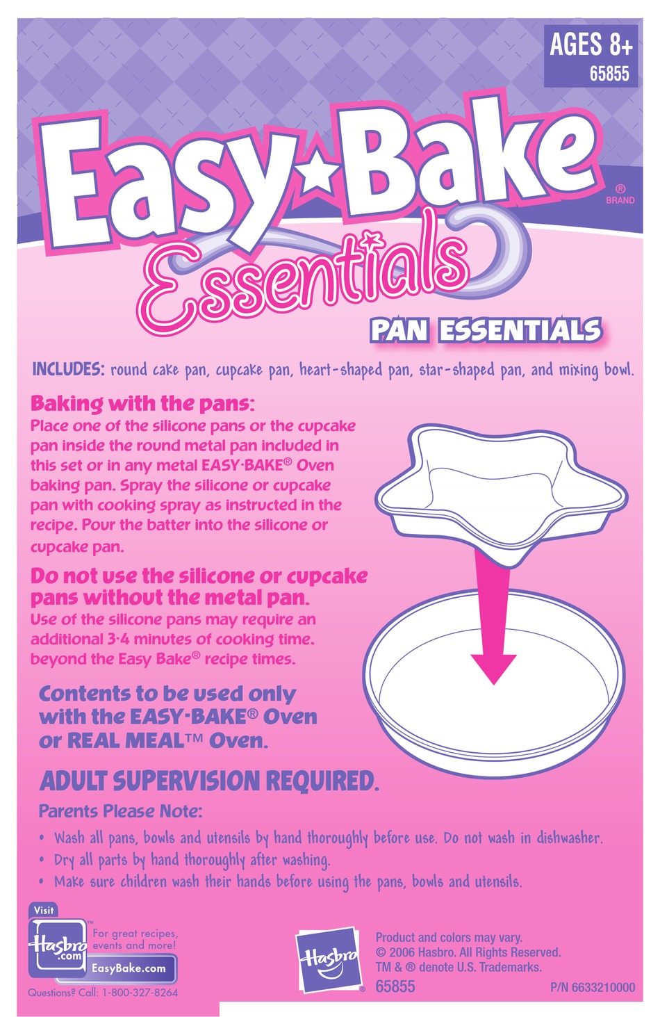 EASYBAKE EASY BAKE ESSENTIALS PAN ESSENTIALS 65855 INSTRUCTION MANUAL