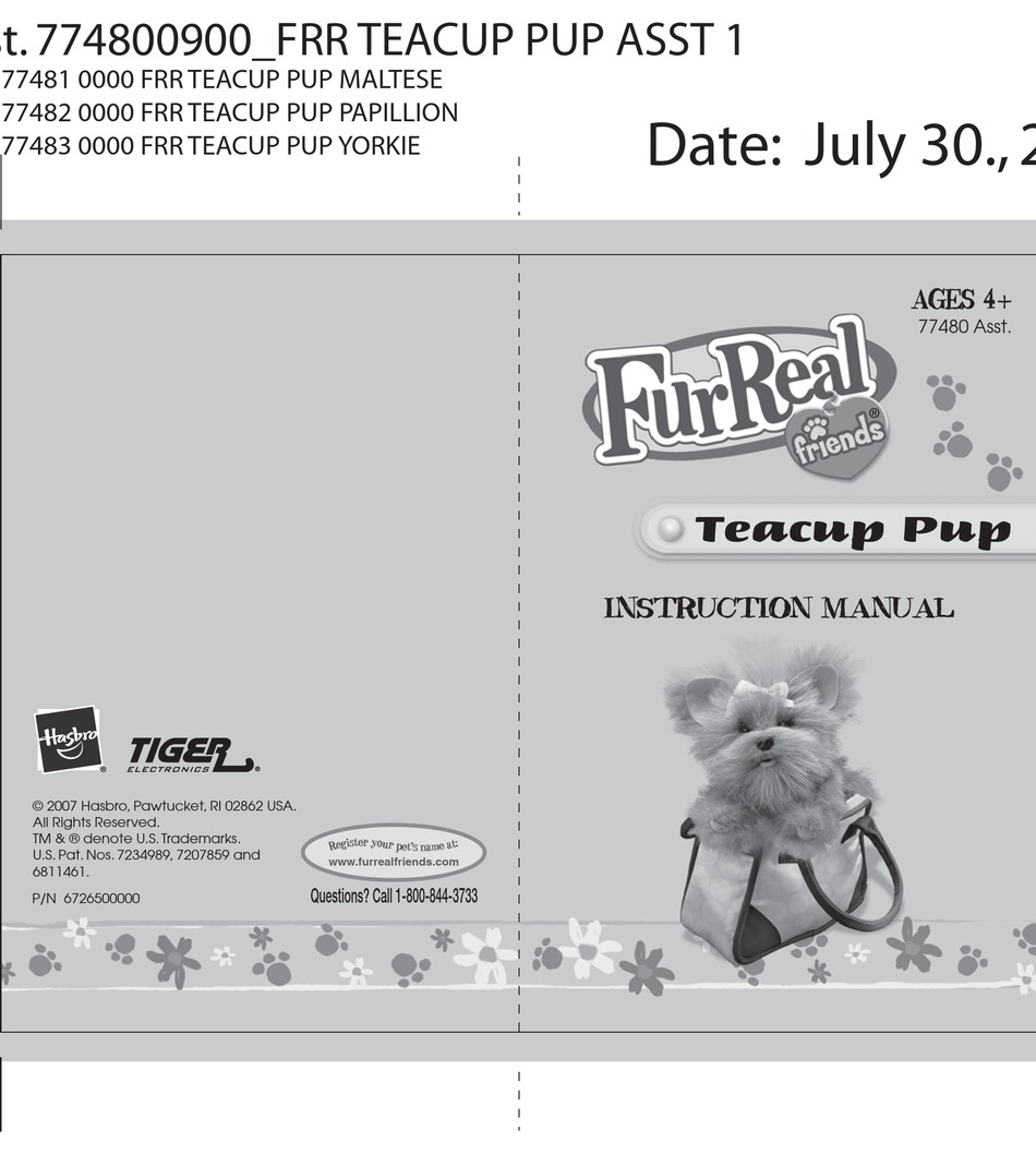 Official Rules and Instructions For Furreal Friends Biscuit My Lovin' Pup -  Hasbro