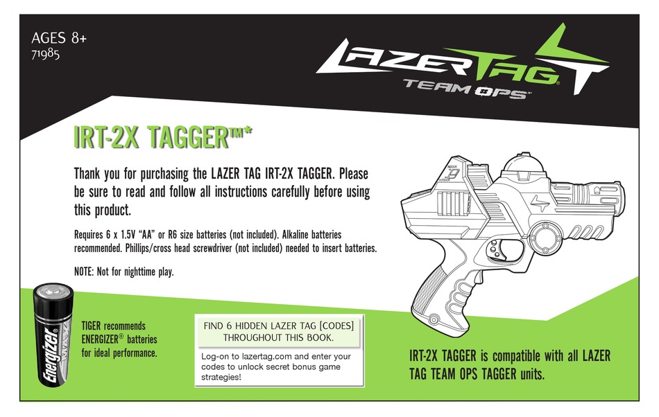 Tiger Electronics Lazer Tag Team Ops Replacement Gun Works C290A Batteries Inc for sale online 