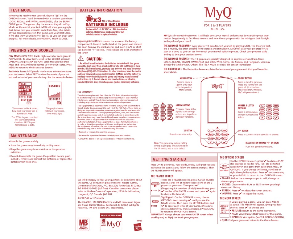 HASBRO MYQ 44760 INSTRUCTION MANUAL Pdf Download ManualsLib