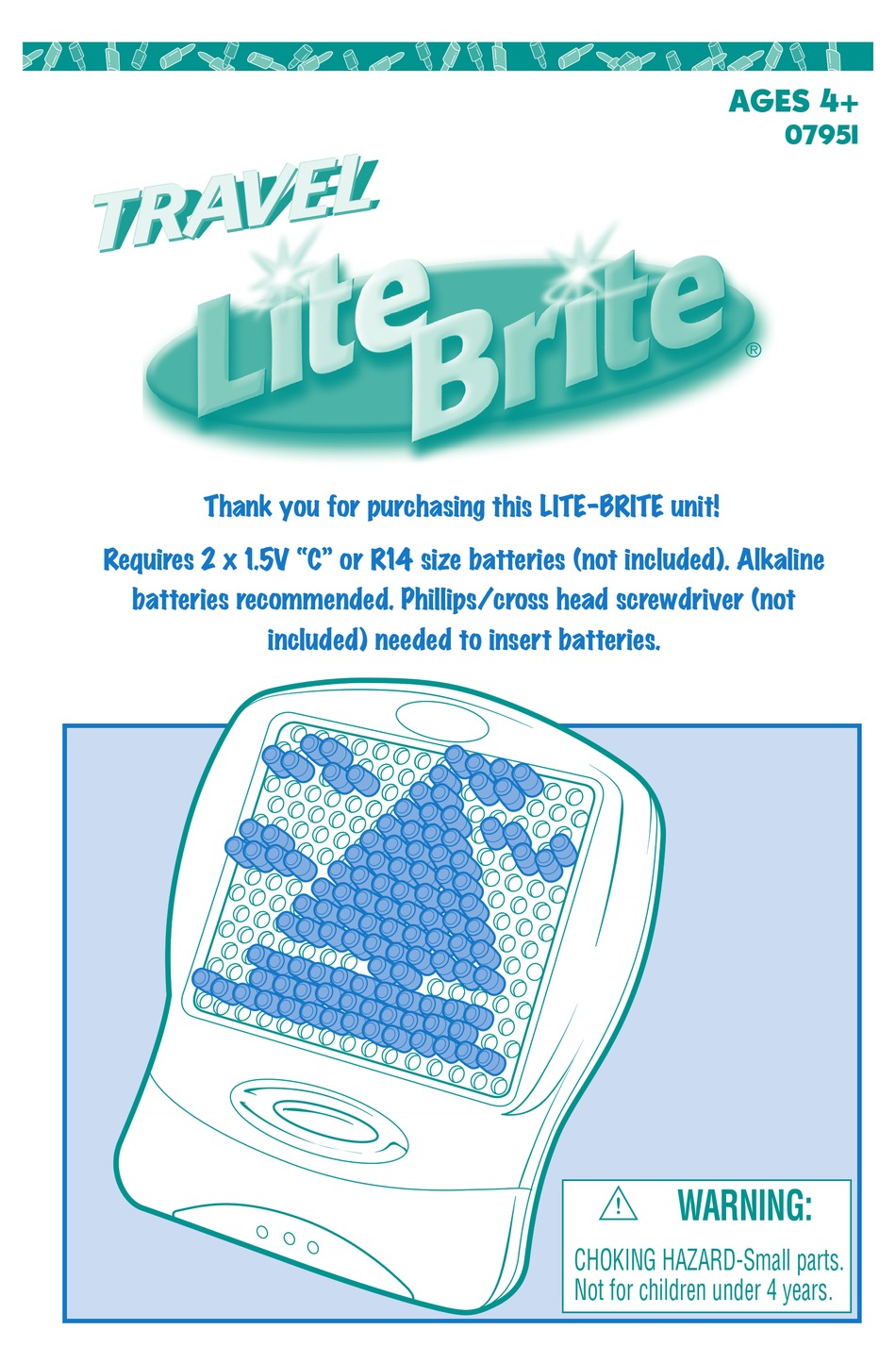 HASBRO TRAVEL LITE BRITE 07951 INSTRUCTION MANUAL Pdf Download ManualsLib