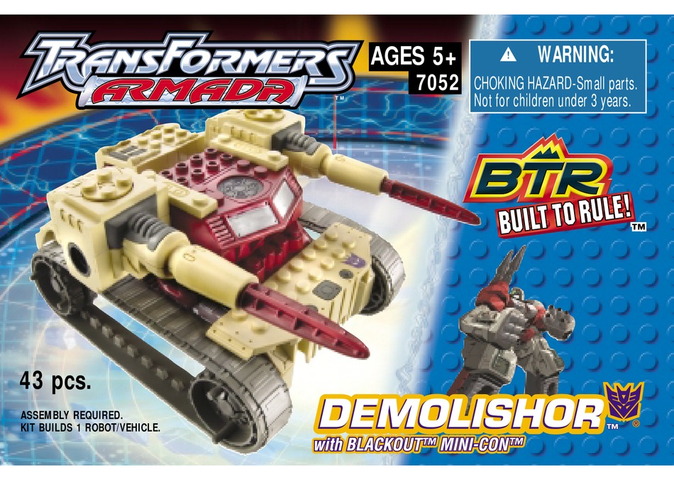 Transformers Armada Demolishor Built to Rule BTR 7052 with Blackout Mini Con Hasbro