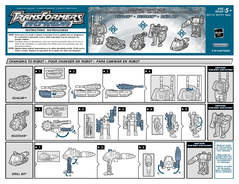 HASBRO TRANSFORMERS 80701 INSTRUCTIONS Pdf Download ManualsLib