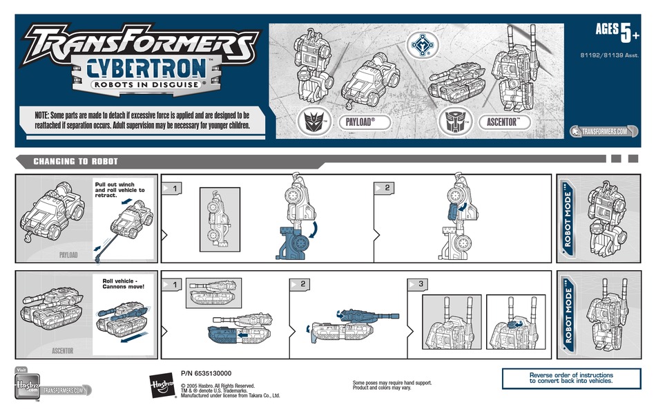HASBRO TRANSFORMERS 81139 INSTRUCTION MANUAL Pdf Download ManualsLib