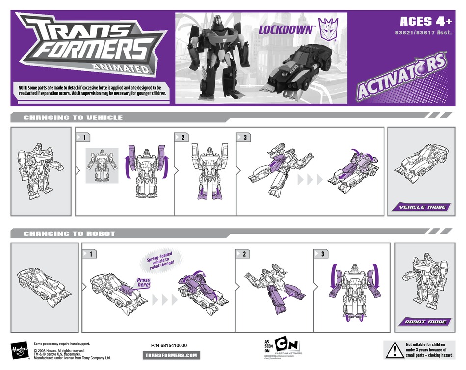 HASBRO TRANSFORMERS 83621 INSTRUCTION MANUAL Pdf Download ManualsLib