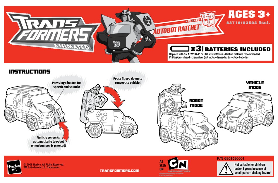 HASBRO TRANSFORMERS ANIMATED AUTOBOT RATCHET 83710 INSTRUCTIONS Pdf Download | ManualsLib