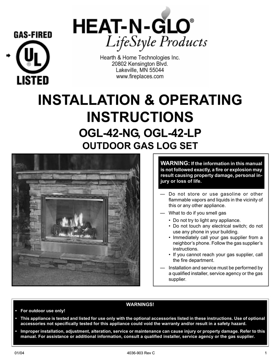 Heat Glo Ogl 42 Installation Operating Instructions Manual Pdf Download Manualslib