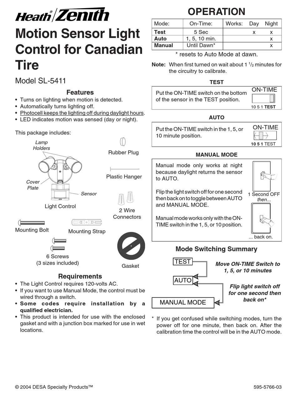 HEATH ZENITH SL-5411 MANUAL Pdf Download | ManualsLib