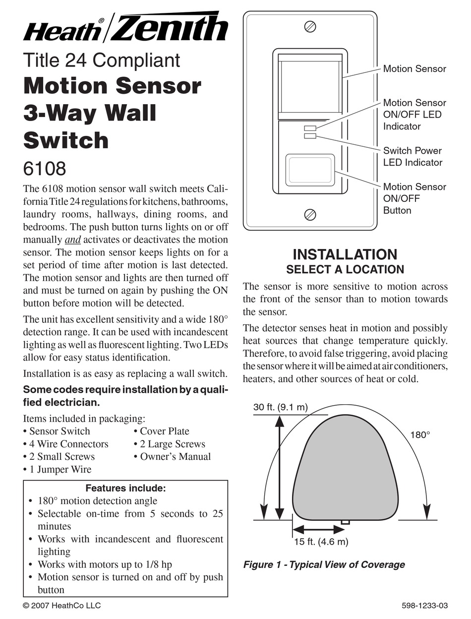 Heath Zenith Occupancy Motion Sensor Wall Switch Wiring Diagram