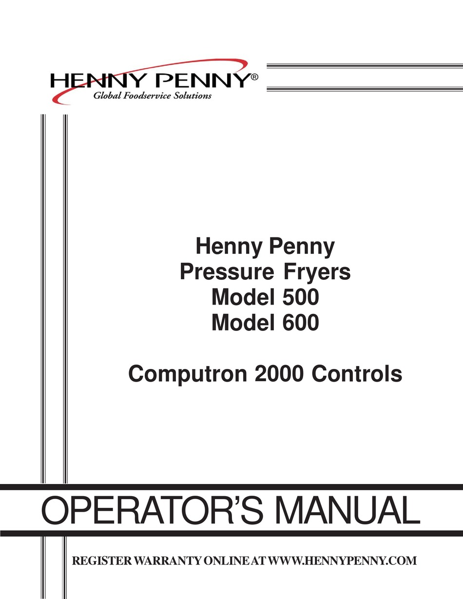 Henny Penny Pressure Fryers 500 Operator S Manual Pdf Download Manualslib