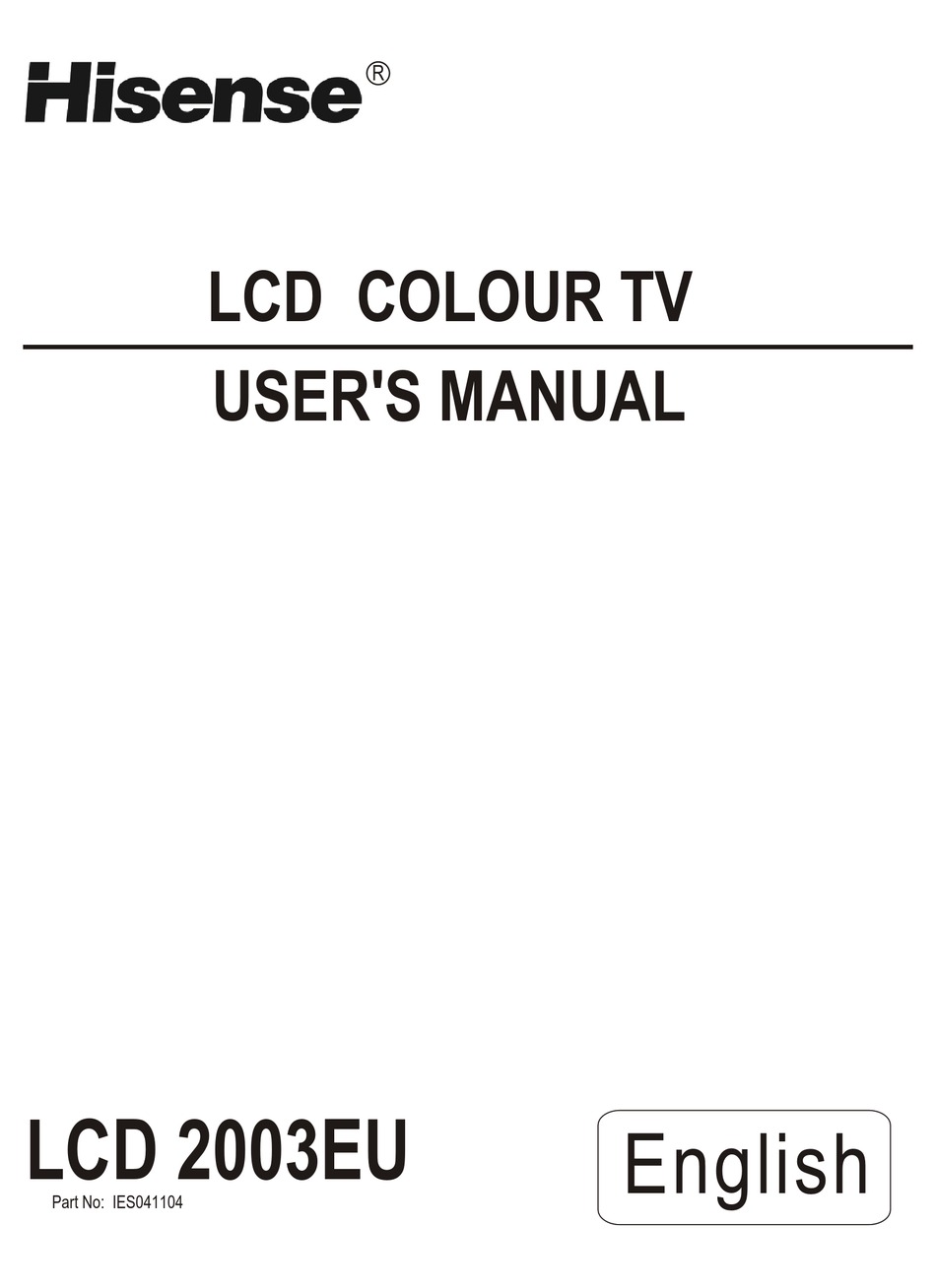 HISENSE LCD COLOUR TV USER MANUAL Pdf Download | ManualsLib