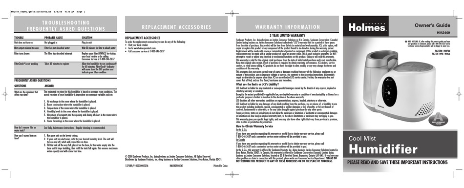 HOLMES HM2409 OWNER'S MANUAL Pdf Download | ManualsLib