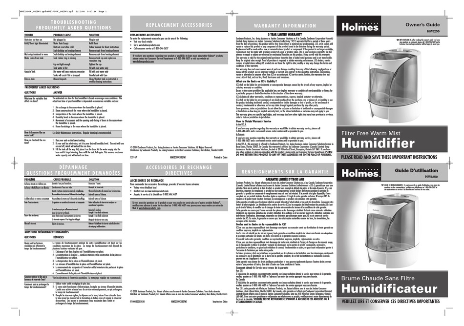 HOLMES HM5250UC OWNER'S MANUAL Pdf Download ManualsLib