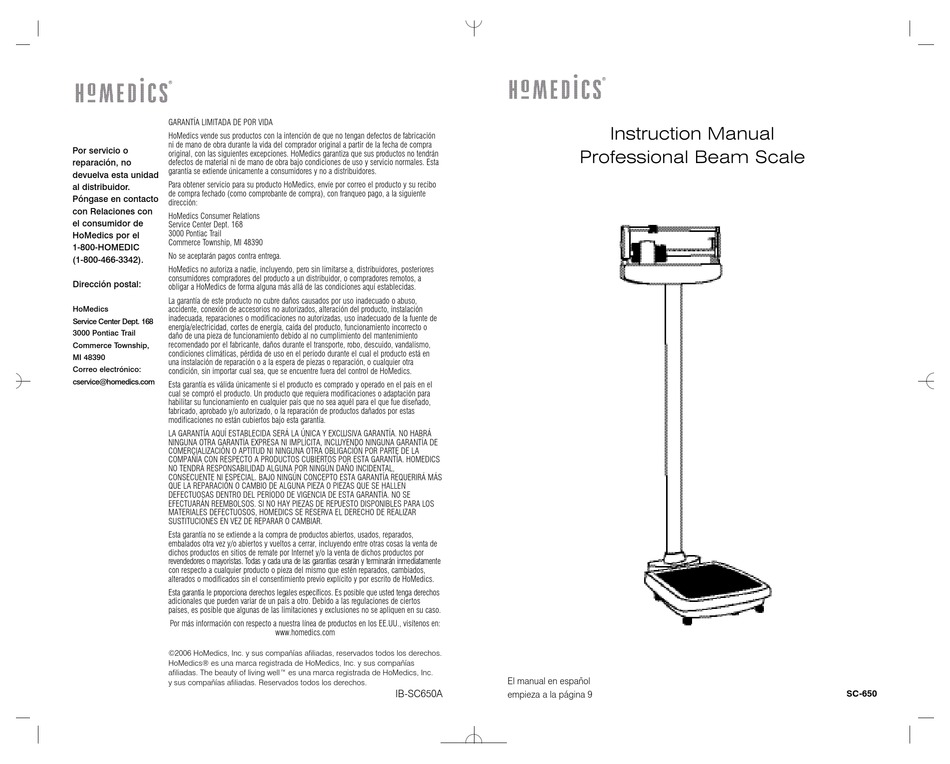 homedics scale sc 565 manual lawn