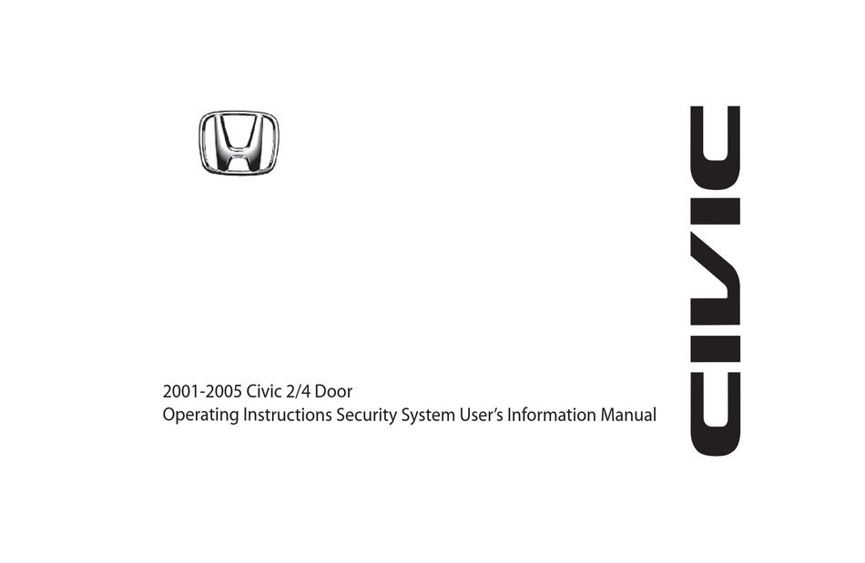 HONDA CIVIC 2/4 DOOR 2001-2005 OPERATING INSTRUCTIONS MANUAL Pdf 