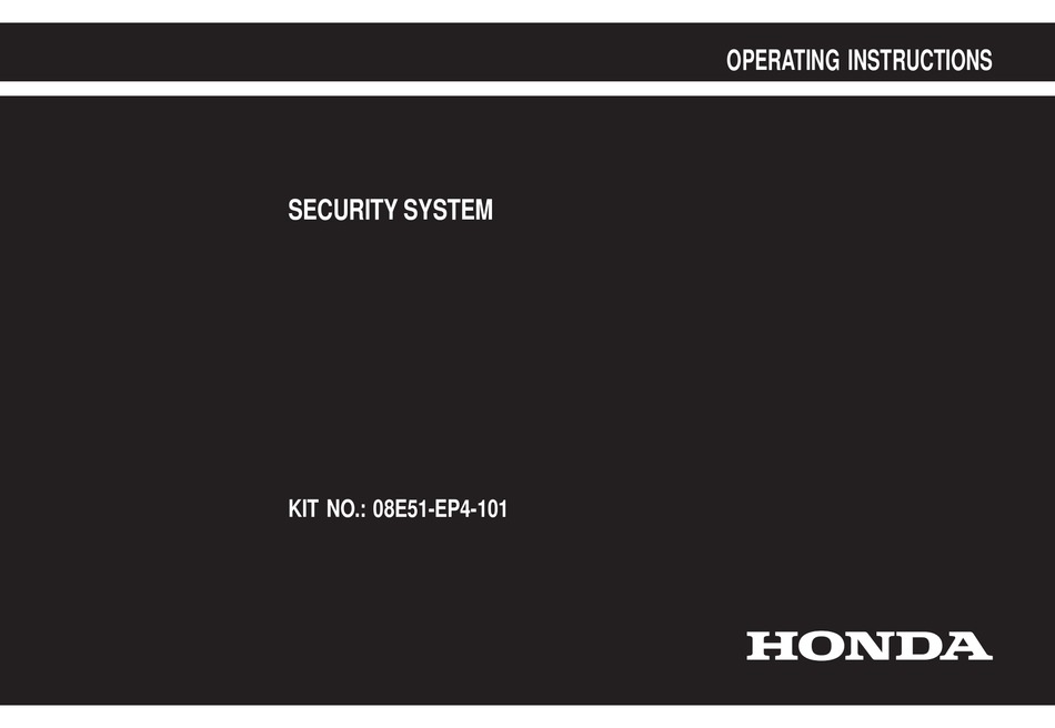 HONDA SECURITY SYSTEM OPERATING INSTRUCTIONS MANUAL Pdf Download 