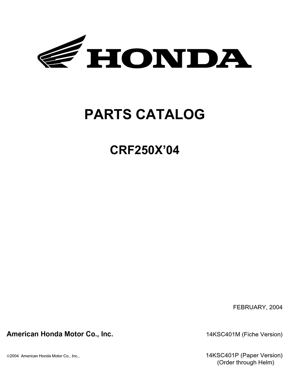 Honda CRF250X 2004-2006 Parts List Microfiche h240