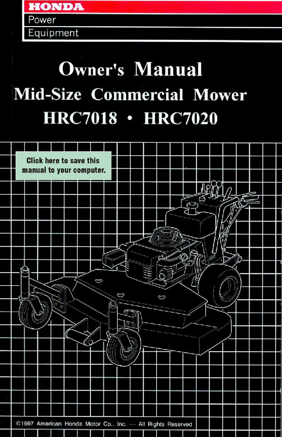 HONDA HRC7018 OWNER'S MANUAL Pdf Download | ManualsLib