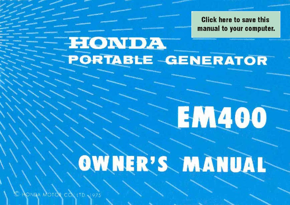 HONDA EM400 OWNER'S MANUAL Pdf Download | ManualsLib