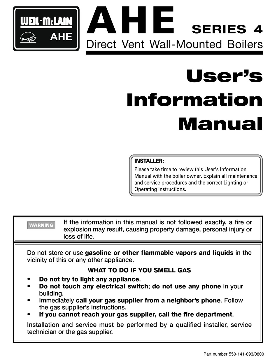 WEILMCLAIN SERIES 4 USER'S INFORMATION MANUAL Pdf Download ManualsLib