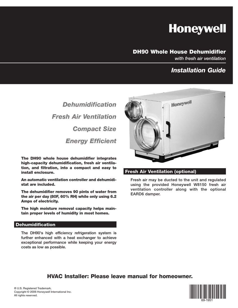 Honeywell Dh90 Installation Manual Pdf Download Manualslib