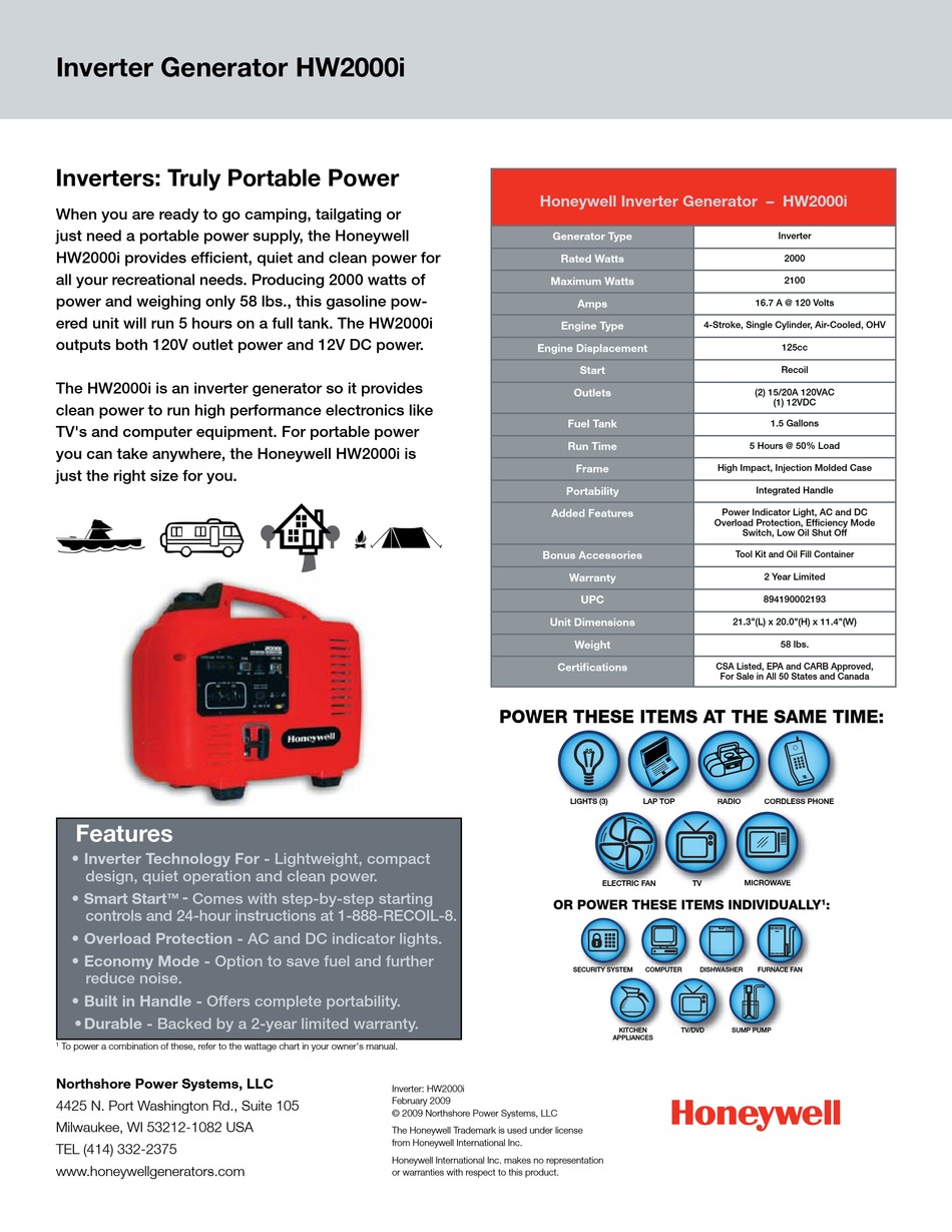 HONEYWELL HW2000I SPECIFICATIONS Pdf Download ManualsLib