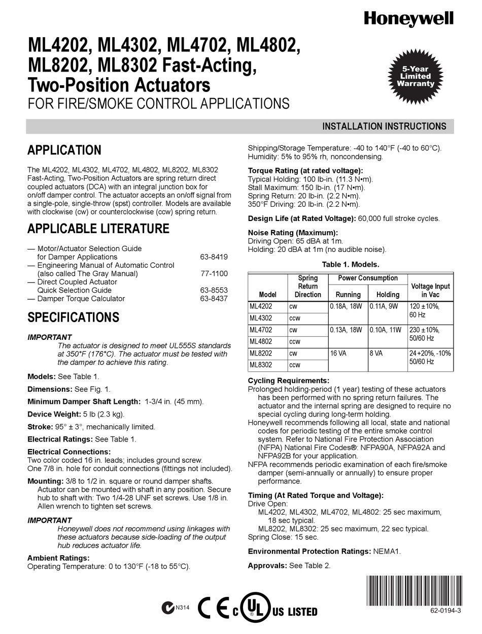 honeywell-fast-acting-two-position-actuators-ml4202-installation-instructions-pdf-download