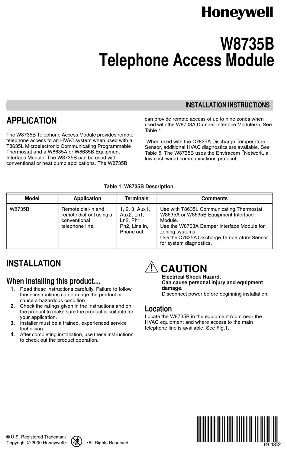 HONEYWELL W8735B INSTALLATION INSTRUCTIONS MANUAL Pdf Download | ManualsLib
