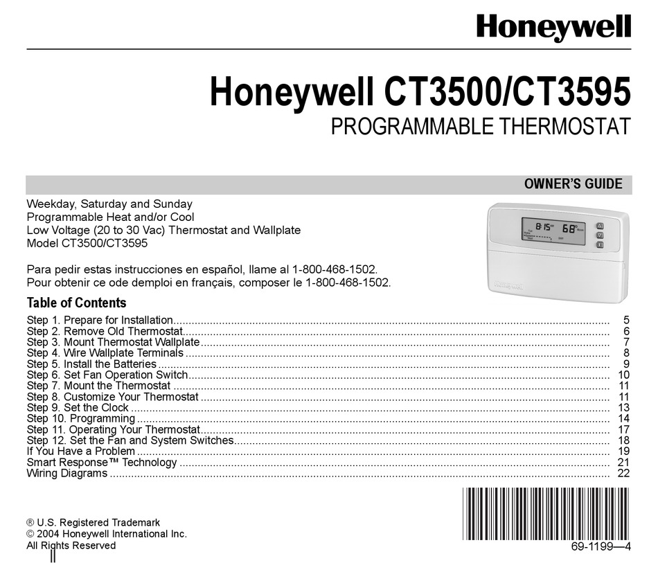 Honeywell Honeywell CT3500A 5-1-1 Day Programmable Thermostat 