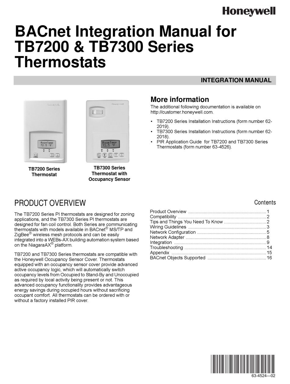 HONEYWELL TB7200 INTEGRATION MANUAL Pdf Download | ManualsLib