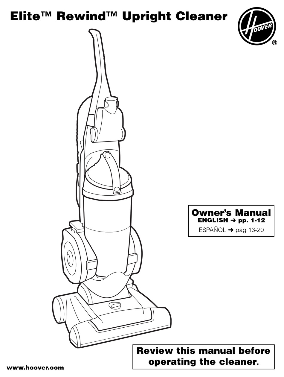 Hoover Elite Rewind U5509900 Owner's 