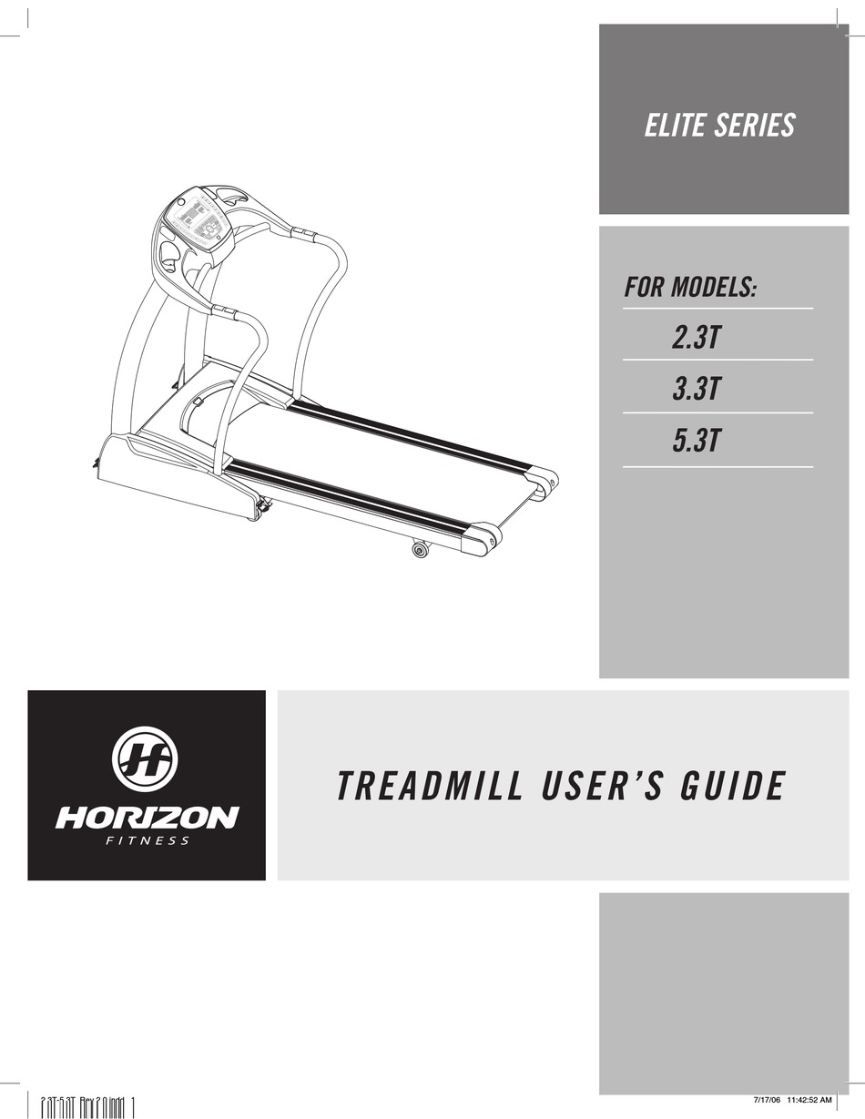 HORIZON FITNESS 2.3T USER MANUAL Pdf Download | ManualsLib