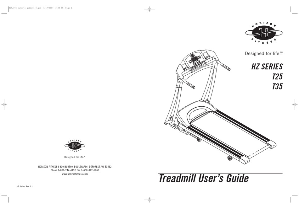 HORIZON FITNESS HZ SERIES T25 USER MANUAL Pdf Download ManualsLib