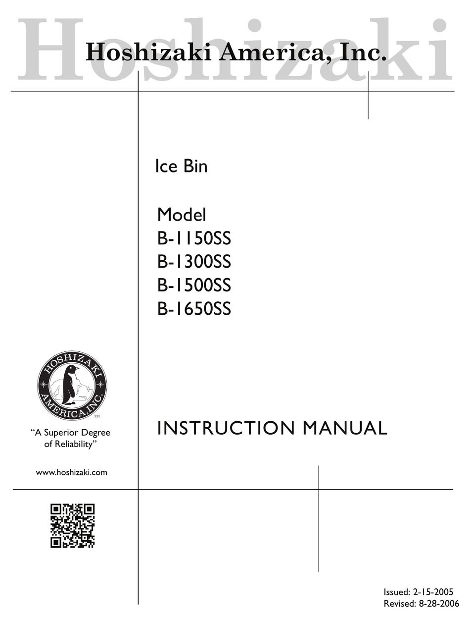 HOSHIZAKI B-1150SS INSTRUCTION MANUAL Pdf Download | ManualsLib