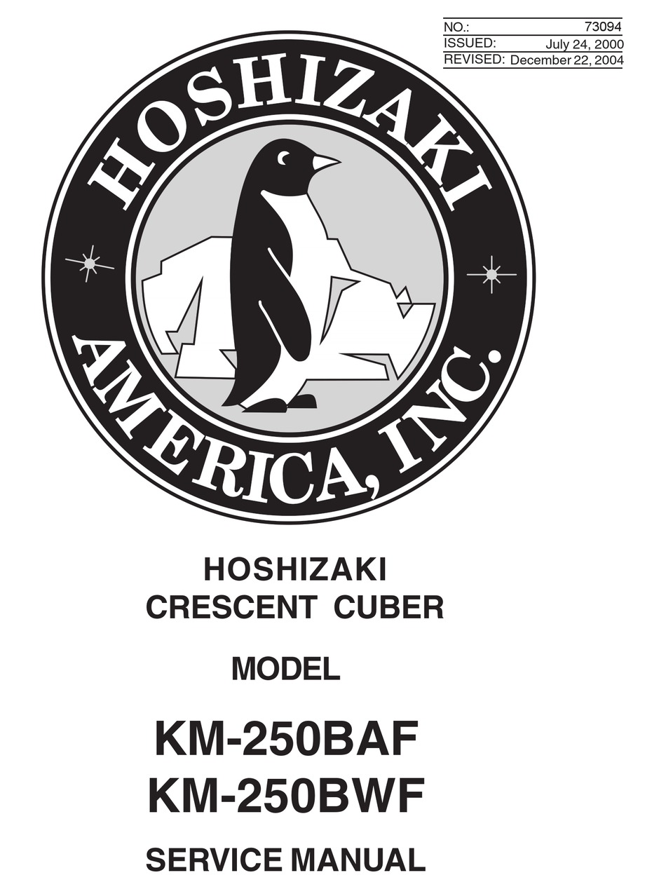 HOSHIZAKI KM250BWF SERVICE MANUAL Pdf Download ManualsLib