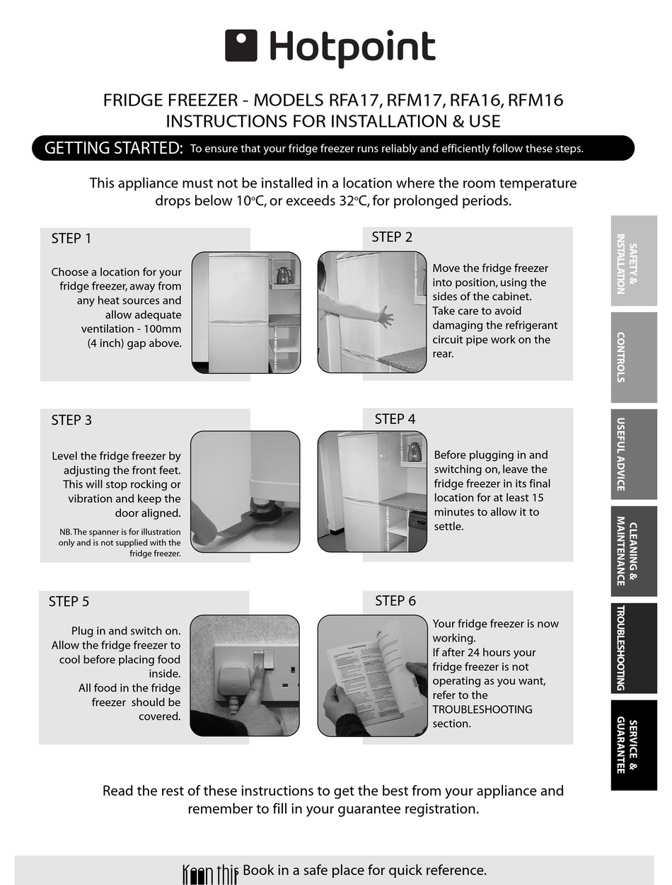 hotpoint first edition fridge freezer instructions